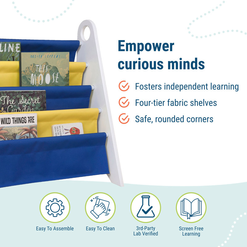 Bibliothèque pour enfants Wildkin Sling, Jaune / bleu marine