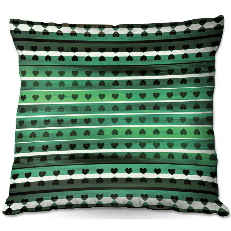 Coussin décoratif jade de brun canapé cœur love, 16 po x 1 po, Vert / blanc / bleu