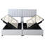 Très grand lit plateforme tapissier gris avec rangement hydraulique