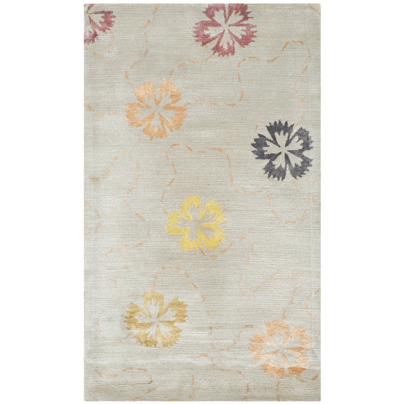 Tapis floral gris perle Coreatha Martha Stewart, Rectangle 2 pi 6 po x 4 pi 3 po