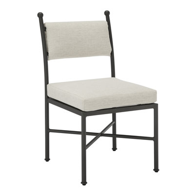 Leni Outdoor Side Chair with Moonveil Cushions and Powder Coated Warm Grey Aluminum Frame - Set of 2