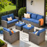 Lou 7 - Person Wicker Outdoor Conversation Set, Patio Sofa Set with Cushions