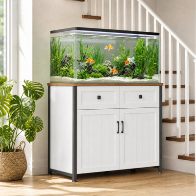 Support d'aquarium de 40 à 50 gallons, armoire à poissons robuste avec prises de courant, blanc