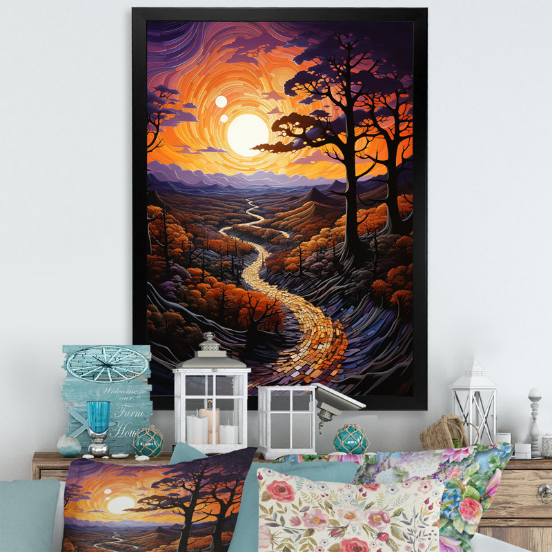 Balzhan Sunset Tangerine Twilight sur toile, Cadre photo noir, H 32 po x l 24 po x P 1 po