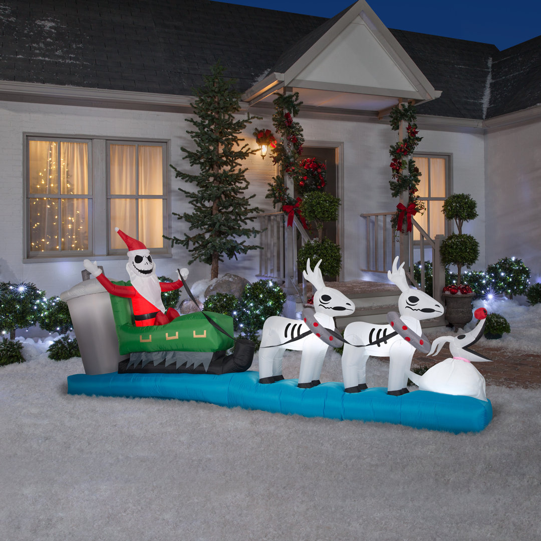 Airblown-Jack Skellington Sleigh Scene-Colossal Inflatable Gemmy Industries