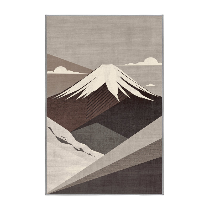 Tapis gris moelleux moelleux à motif géométrique moderne - reliure grise, 3 x 5
