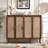 4-Door Accent Storage Cabinet with Adjustable Shelves, Fluted Panel Doors, Mid-Century Modern