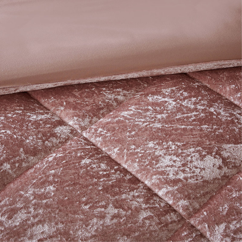 Ensemble de housse de couette en velours simple / simple TG avec coussin décoratif, Rosé