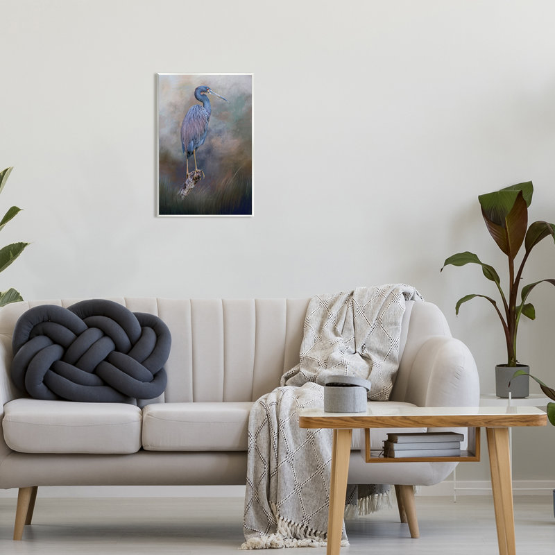 «Heron Bird» perché sur une branche de bois flottant par Kelley Parker, H 19 po x l 13 po x P 0,5 po, Bois