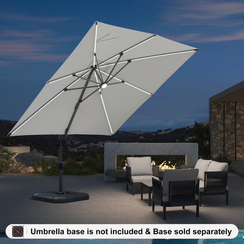 304cm Lighted Cantilever Parasol, White