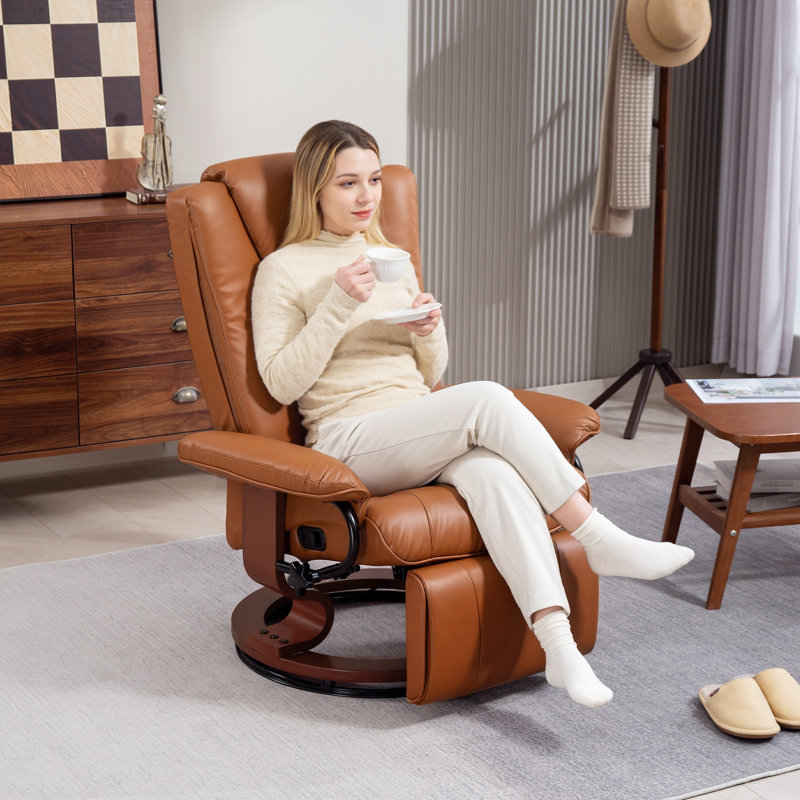 78cm Wide Swivel Home Theatre Recliner, Brown, Brown
