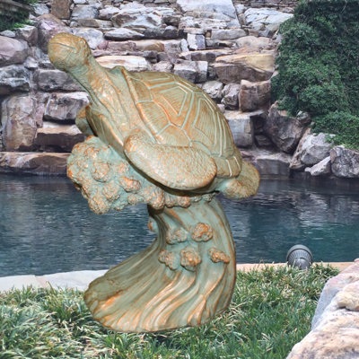 Life's a Beach Sea Turtle on Ocean Coral Statue