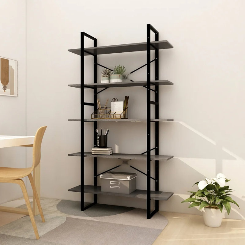 Hars 175 cm H Bookcase, 175cm H x 100cm W x 30cm D, Grey