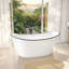 Baignoire autoportante moderne en acrylique 63 po x 31 po, baignoire à garniture noire avec dossier double incliné, capacité de 56 gallons et ensemble de bonde