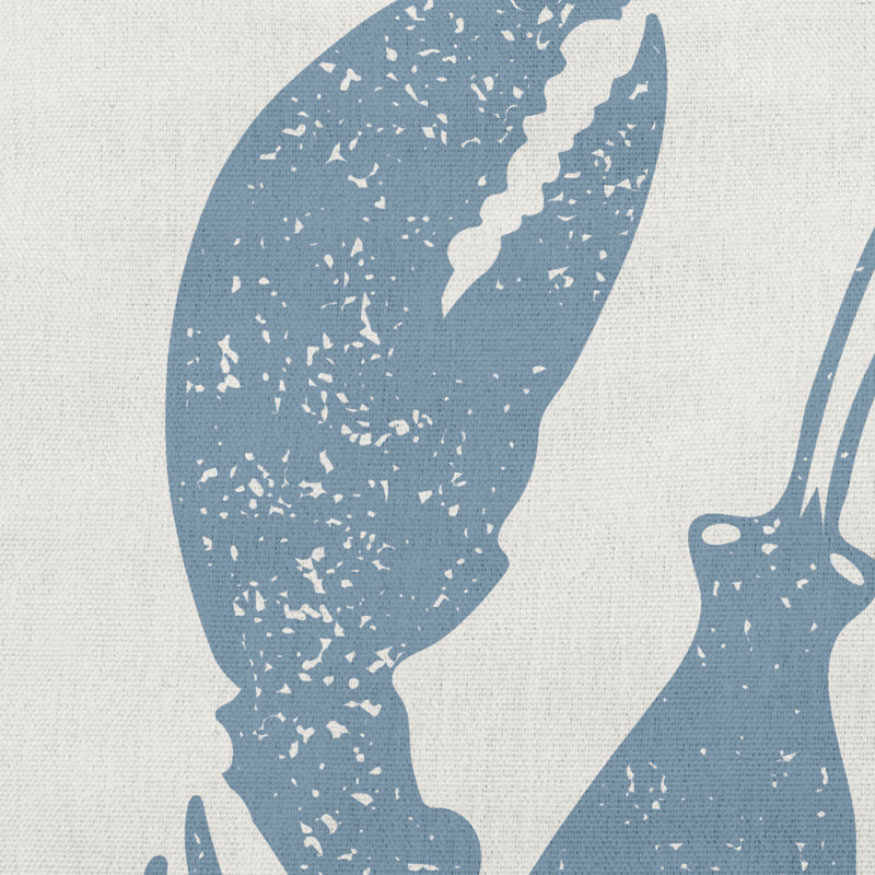 Lobster Coastal Pillow Cover & Insert, 14" x 20", Dusty Smoke/White