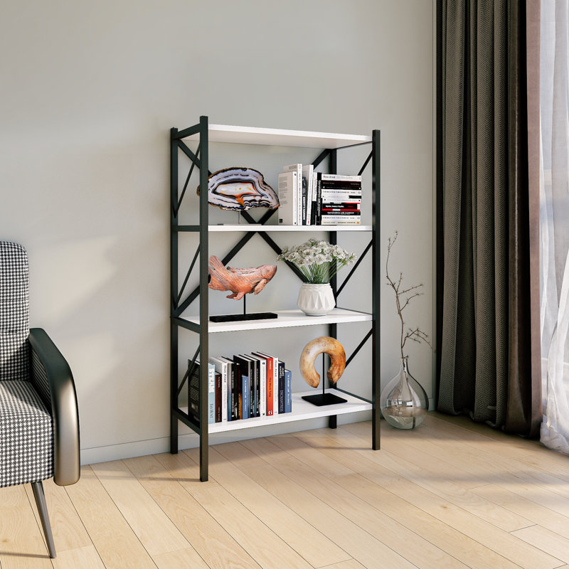 Addley 121cm H x 66cm W Metal Standard Bookcase, White