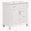 Meuble-lavabo autoportant de 30 po avec comptoir d'évier, armoire en bois massif et panneau de fibres à densité moyenne avec tiroir rabattable, 3 tiroirs et armoire de rangement, comptoir d'évier en céramique, blanc-990044453-990044472-990044474