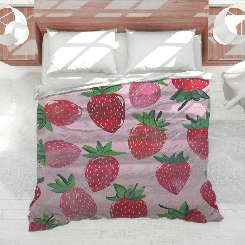 Édredon Strawberries Bedding Fruit Boho, Très grand lit