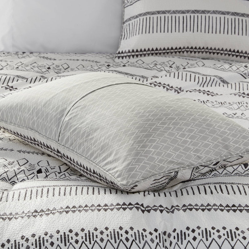 Full Gray Microfiber Reversible Comforter Set with Decorative Pillows