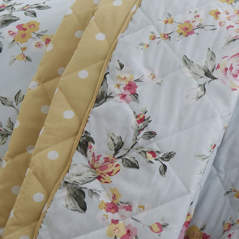 Canterbury Floral Reversible Bedspread, 220 x 230 cm Bedspread, Duck Egg