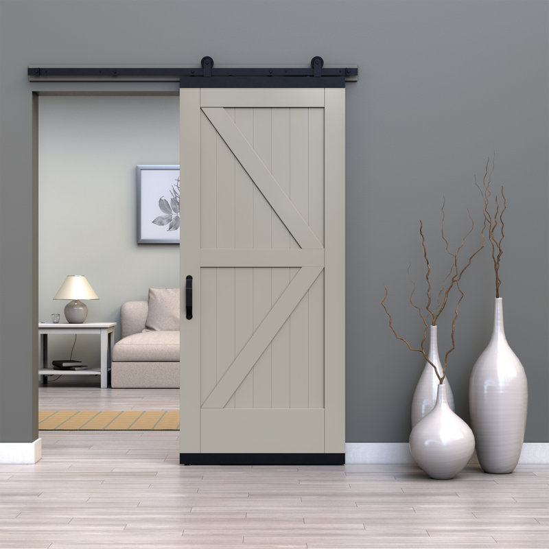 Karona K Design Primed Composite Sliding Barn Door with Hardware Kit, 36" x 80"