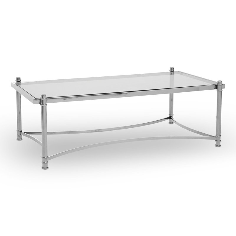 Anahii Four Leg Coffee Table, Clear Top/Silver Base