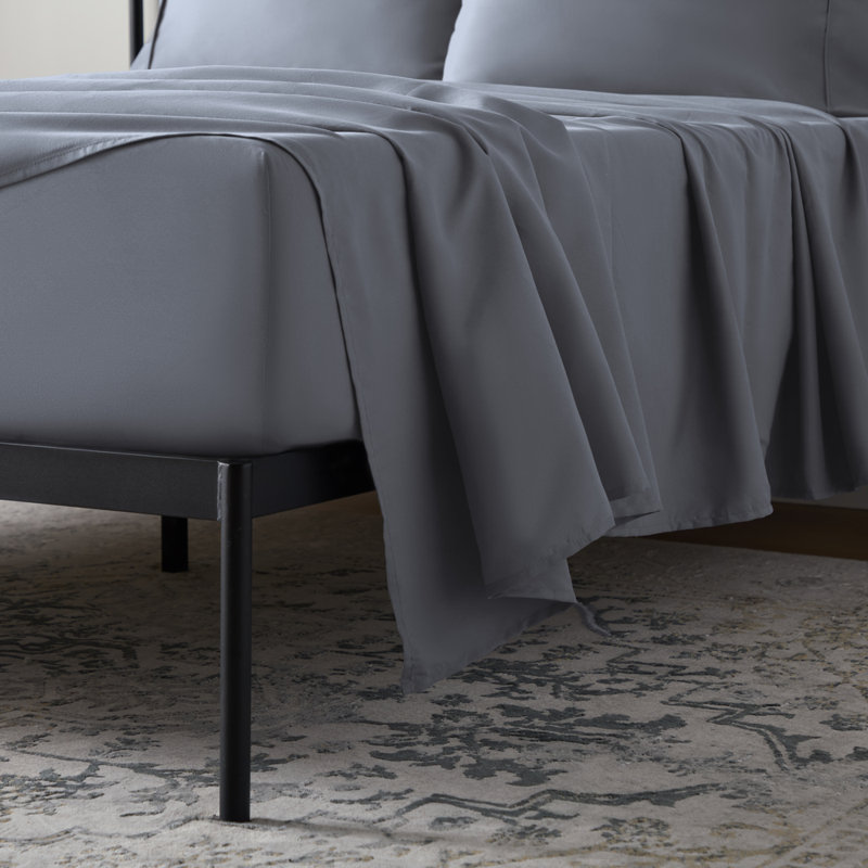 Ensemble de draps en microfibre 90 g / m², taille simple, gris anthracite - Ensemble de draps 3 pièces avec drap-housse, drap plat et taie d'oreiller, microfibre brossée douce, résistante au rétrécissement