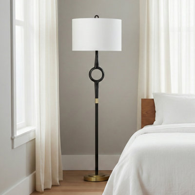 Lampe sur pied 64,5 "en métal avec abat-jour blanc
