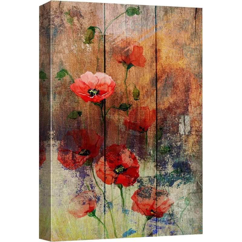 " Grunge Red Poppy Flowers "