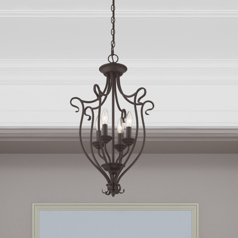 Lustre géométrique à 4 lumières Aquala, Bronze