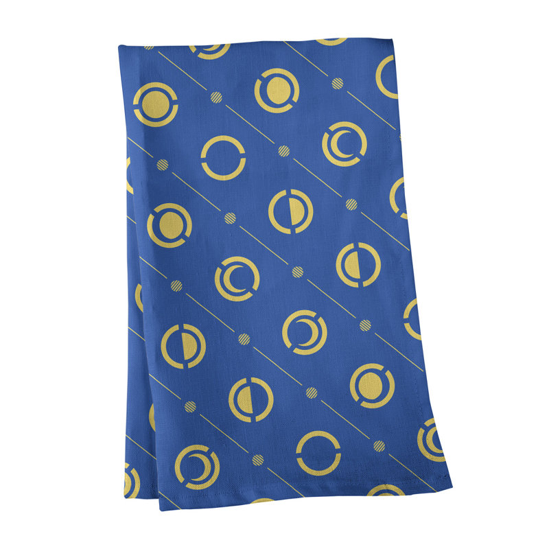 Torchon Moon phases, Cobalt / jaune, Croisé en coton