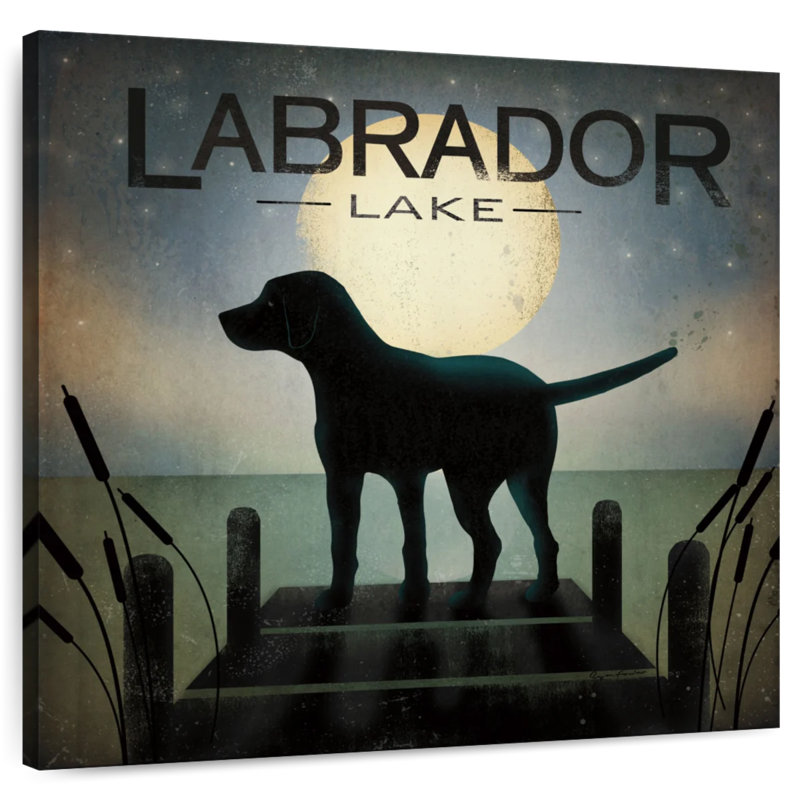 Brampt au lever du soleil, chien noir - lac Labrador, H 10 po x l 10 po