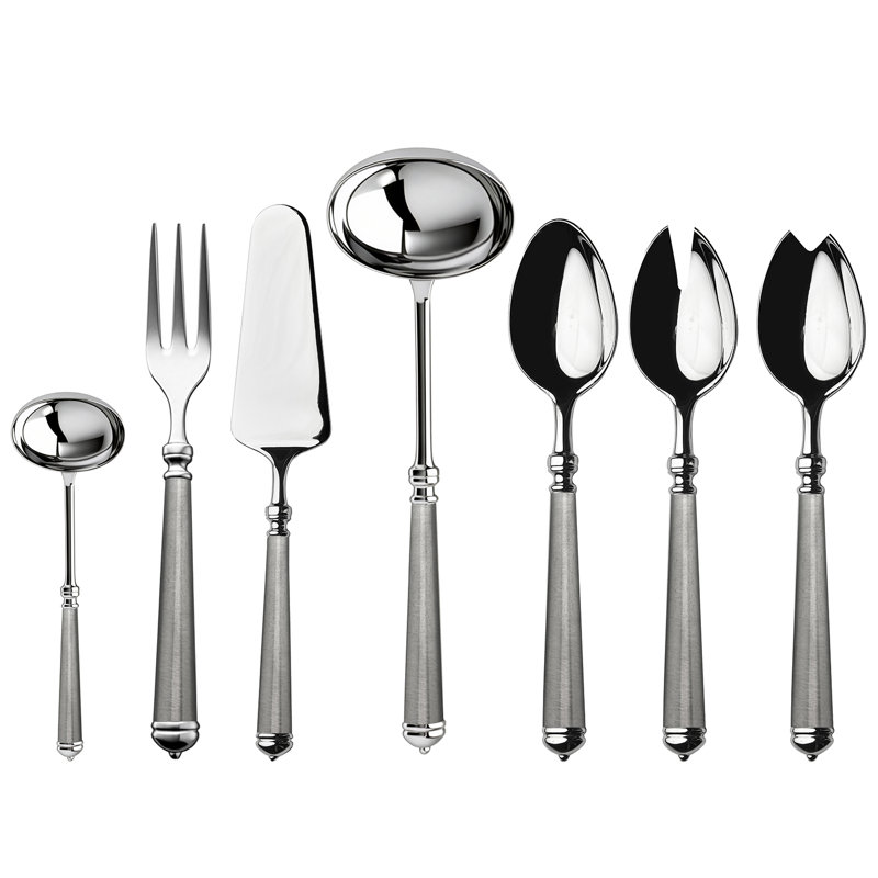 Luce Serving Set - 7 Pieces - Silver - Mirror, Mixed Silver and Ice