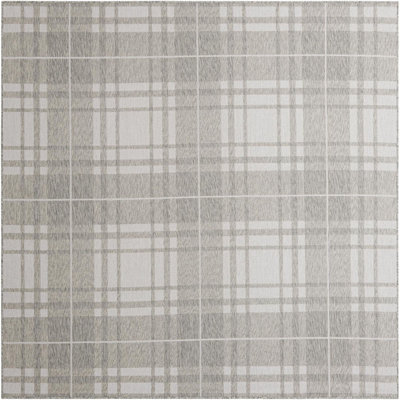 Indoor/Outdoor Outdoor Garden Plaid Area Rug Gray Color