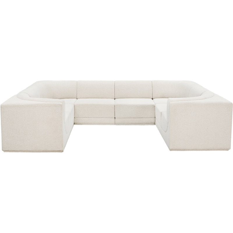 Canapé modulaire rembourré 8 pièces Ollie, Tissu crème bouclé