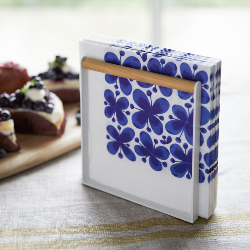 White and Wood Modern Napkin Holder