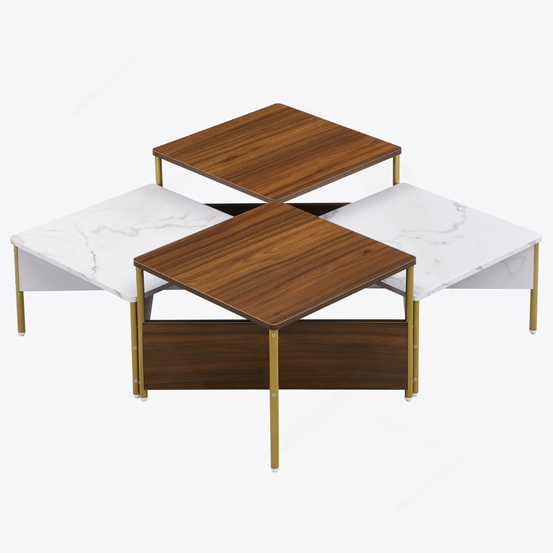 Versatile Modern Nesting Coffee Tables Set Of Four, Free Adjustable Shape, Ideal For Various Living Room Layouts And Functions