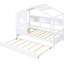Lit simple blanc avec lit gigogne, conception moderne, toit charmant, petite tablette de rangement - livres et décoration-10996851