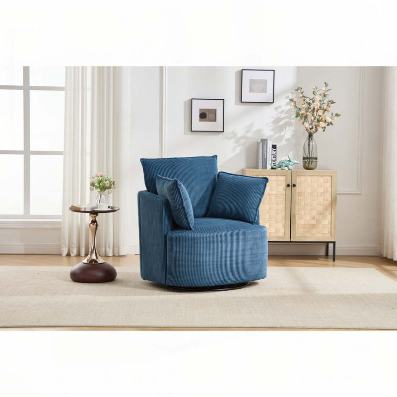 Chaise pivotante rembourrée en velours côtelé, Bleu