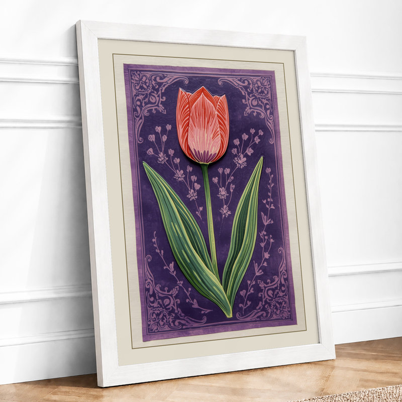 Ornamental Tulip Study Botanical - Print, A3 - 42.0 x 29.7 cm, White