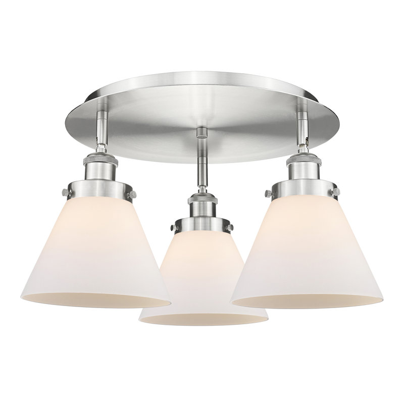Plafonnier encastré 3 lumières Cone, Blanc mat, Nickel satiné