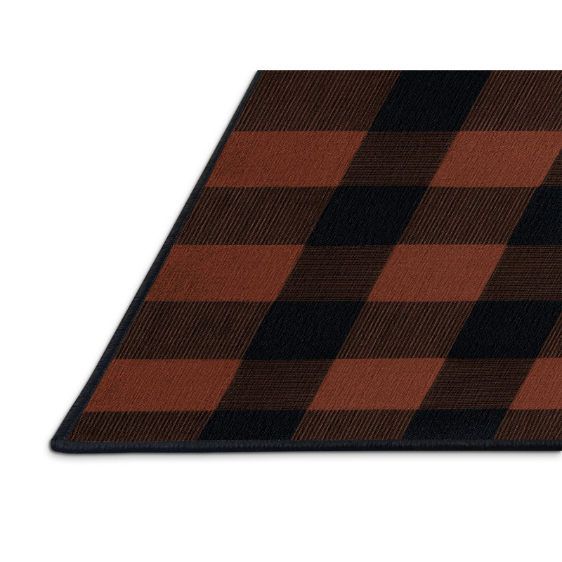 Tapis damier noir lavable à la machine, Rectangle 2' x 3'