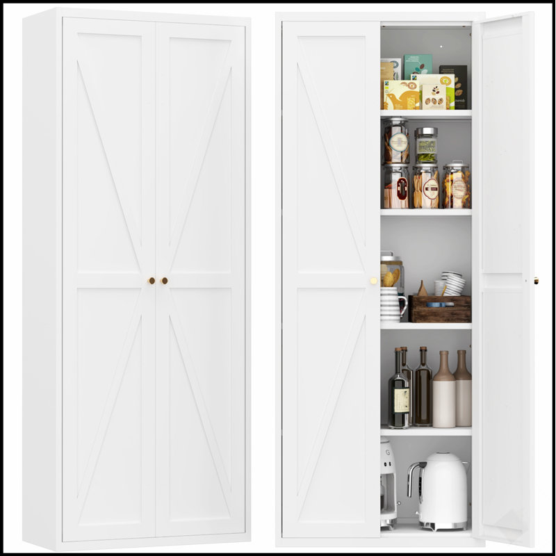 Armoire de rangement durable et réglable en métal à 2 portes avec tablettes, parfaite pour la cuisine, le salon et l'organisation de bureau