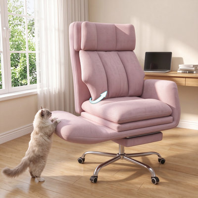 Big & Tall High Back Executive Office Chair, Ergonomic Swivel Desk Chair with Adjustable Armrests and Backrest,Pink