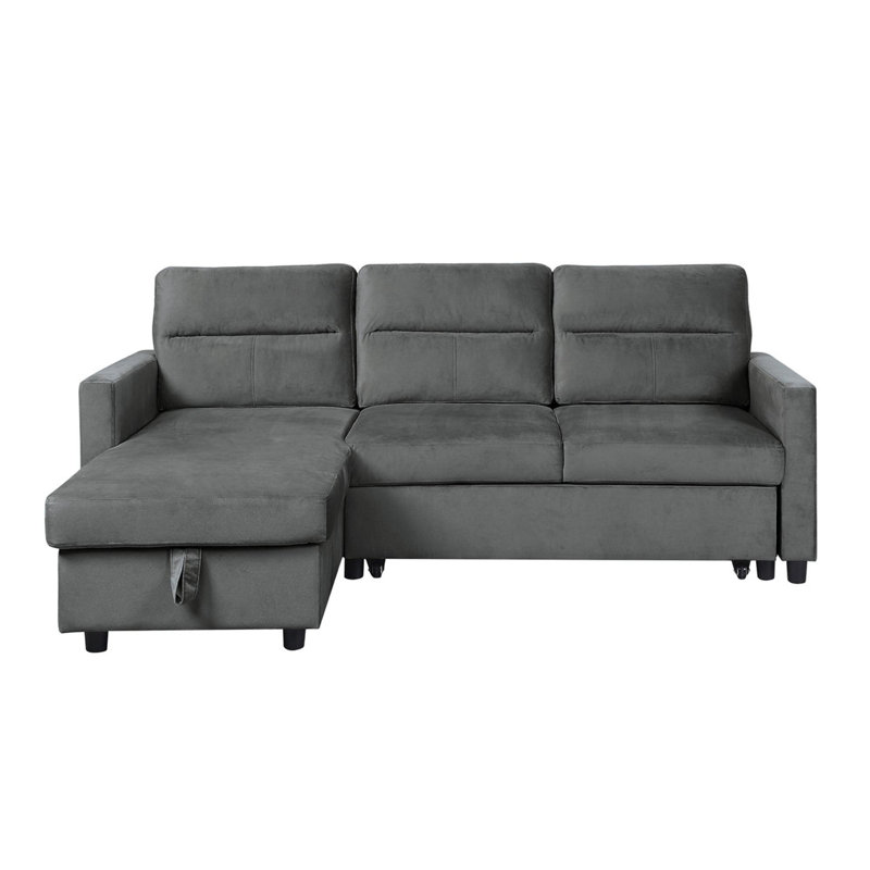Canapé-lit modulaire en velours réversible, Gris foncé