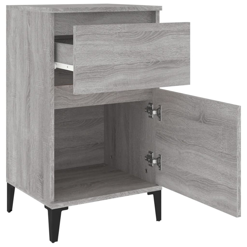 Amedeu 40cm W Manufactured Wood,Metal Bedside Table, Individual, Grey
