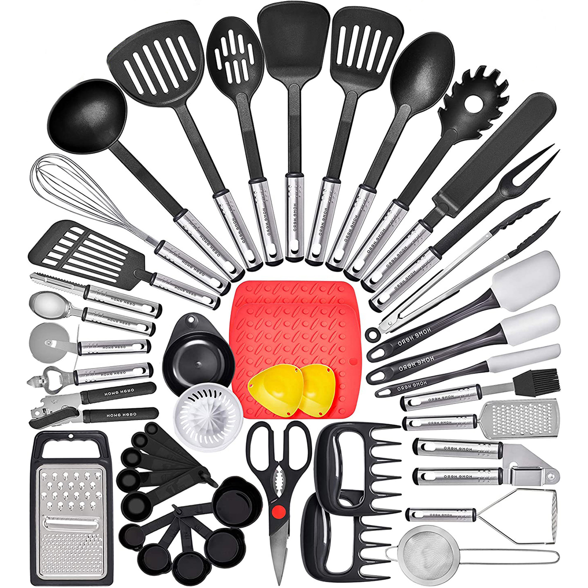 Kitchen Nylon Cooking Utensil Spatula Set And Accessories 44 Pcs