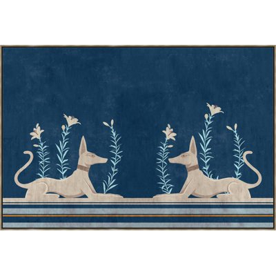 Whippet Garden Blue Painting by Thom Filicia