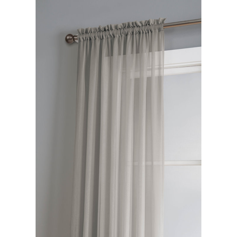 Genovese Sheer Curtains / Drapes Pair, Gray, 84" x 56"
