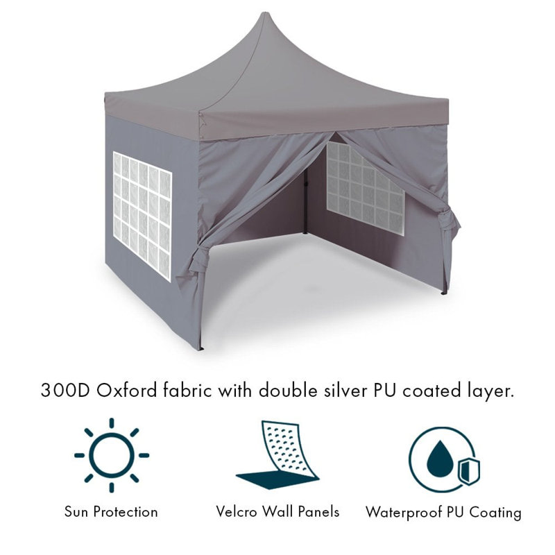 10 Ft. W x 10 Ft. D Steel Soft-top Gazebo, Dark Grey